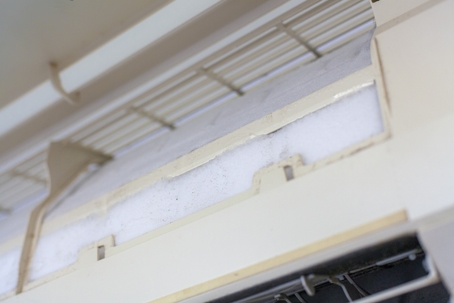 ice on the air filter of the air conditioner